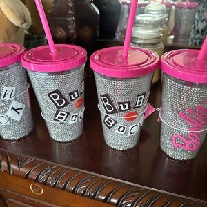Bedazzled Mean Girls or Barbie tumbler with straw. All new with tags. $15 each